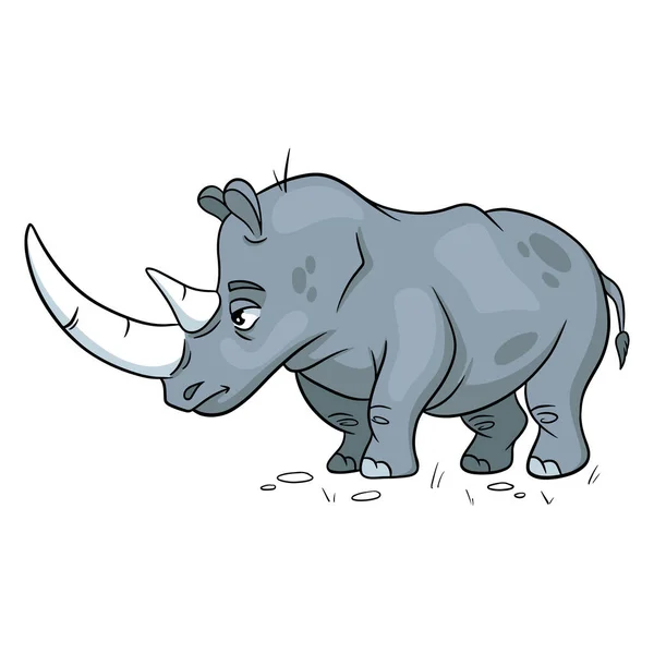 Dierlijk Karakter Grappige Neushoorn Cartoon Stijl Kinderillustratie Vector Illustratie Voor — Stockvector