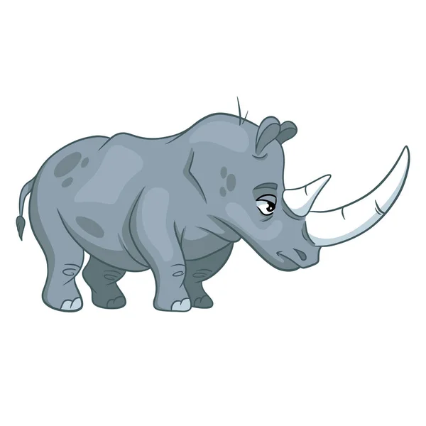 Personnage Animal Rhinocéros Drôle Dans Style Dessin Animé Illustration Pour — Image vectorielle