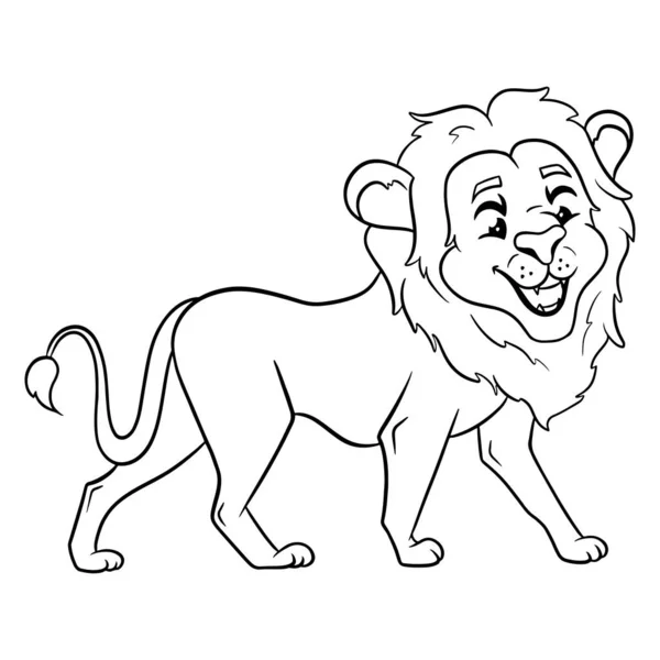 ラインスタイルで動物のキャラクター面白いライオン 子供のイラスト デザインと装飾のためのベクトルイラスト — ストックベクタ