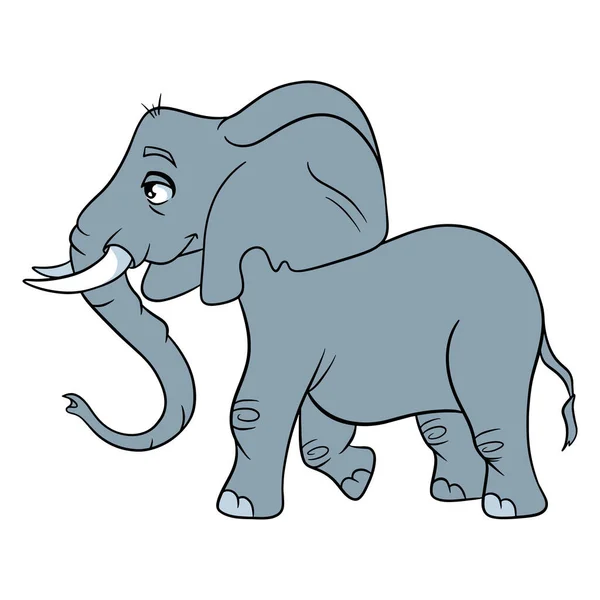 Éléphant Drôle Caractère Animal Dans Style Dessin Animé Illustration Pour — Image vectorielle