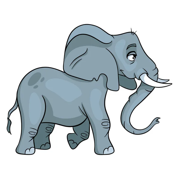 Éléphant Drôle Caractère Animal Dans Style Dessin Animé Illustration Pour — Image vectorielle