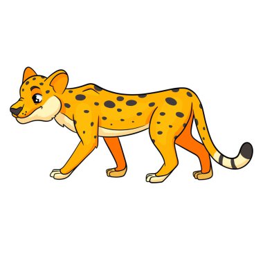 Çizgi film tarzında hayvan karakteri komik çita. Çocuk çizimi. Tasarım ve dekorasyon için vektör illüstrasyonu.