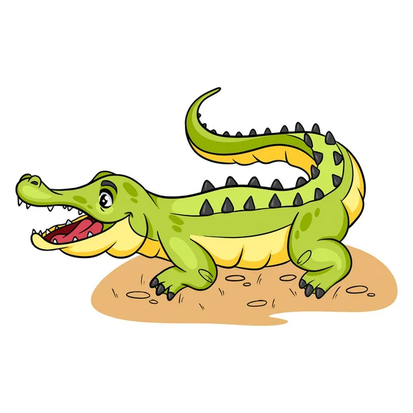 Tierfigur Lustiges Krokodil Cartoon Stil Kinderillustration Vektor Illustration Für Design — Stockvektor