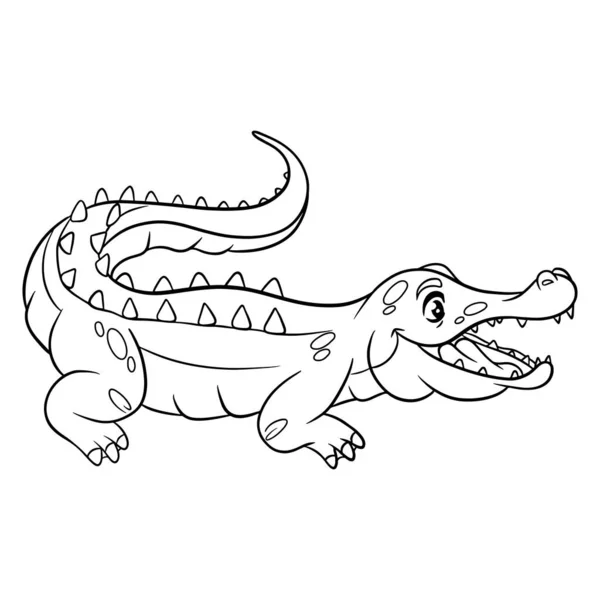 Caractère Animal Crocodile Drôle Dans Style Ligne Illustration Pour Enfants — Image vectorielle