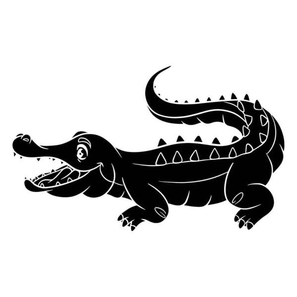 Caractère Animal Drôle Silhouette Crocodile Illustration Pour Enfants Illustration Vectorielle — Image vectorielle