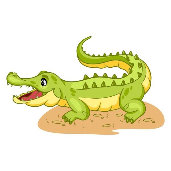 Djur Karaktär Rolig Krokodil Tecknad Stil Barnens Illustration Vektor Illustration — Stock vektor