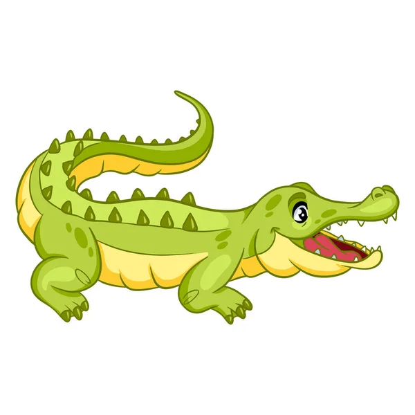 Personnage Animal Drôle Crocodile Dans Style Dessin Animé Illustration Pour — Image vectorielle