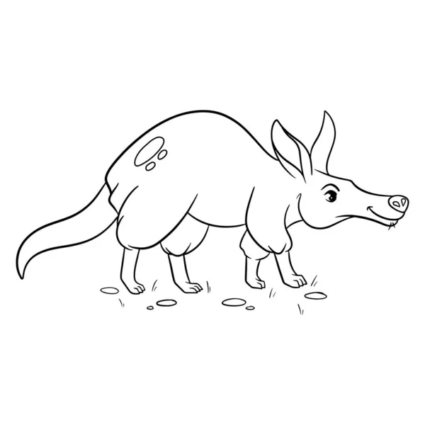 Animal Personnage Drôle Aardvark Dans Style Ligne Illustration Pour Enfants — Image vectorielle
