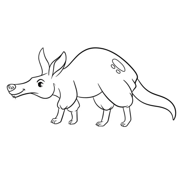 Djur Karaktär Rolig Aardvark Linje Stil Barnens Illustration Vektor Illustration — Stock vektor