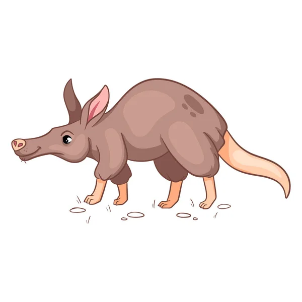 Animal Character Funny Aardvark Cartoon Style Children Illustration Vector Illustration — Stock Vector