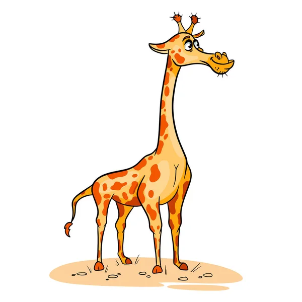 Zwierzę Postać Zabawna Żyrafa Stylu Kreskówki Ilustracja Dla Dzieci Wektor — Wektor stockowy