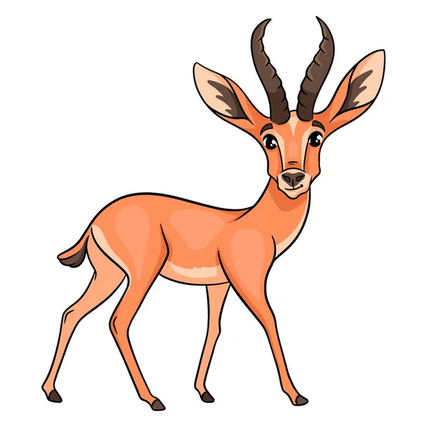 Tierfigur Lustige Gazelle Comic Stil Kinderillustration Vektor Illustration Für Design — Stockvektor