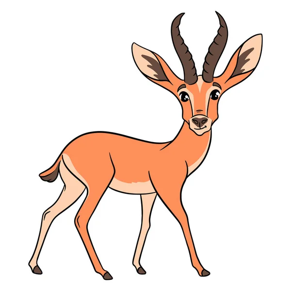Personagem Animal Gazela Engraçada Estilo Cartoon Ilustração Infantil Ilustração Vetorial — Vetor de Stock