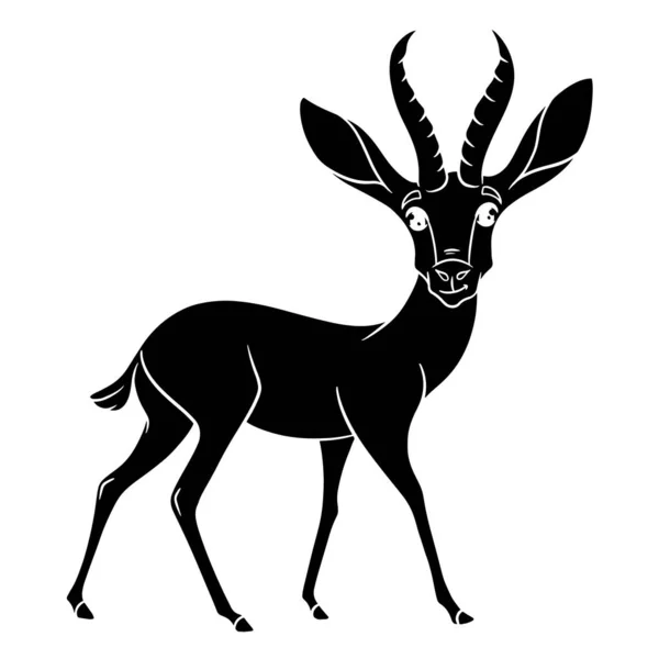 Zvířecí Charakter Legrační Gazelle Silueta Dětská Ilustrace Vektorová Ilustrace Pro — Stockový vektor
