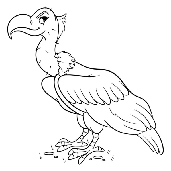 Animale Personaggio Divertente Avvoltoio Stile Linea Illustrazione Bambini Illustrazione Vettoriale — Vettoriale Stock