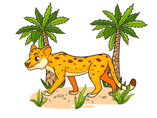 Dier karakter grappige cheeta in cartoon stijl. Illustratie van kinderen. — Stockvector