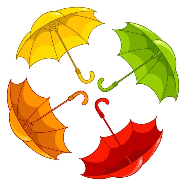 Protection Contre Pluie Parapluies Multicolores Style Dessin Animé Illustration Vectorielle — Image vectorielle