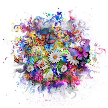 renkli arka plan ile kelebekler