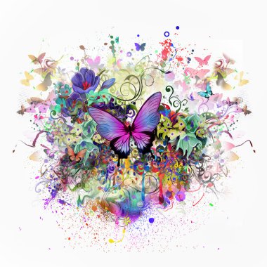 renkli arka plan ile kelebekler