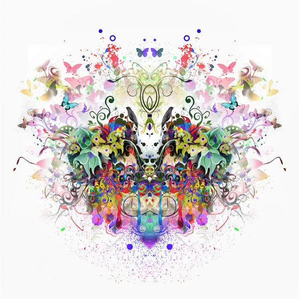 Abstrakt färgstarka bakgrund med fjärilar — Stockfoto