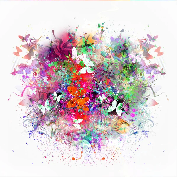 Fond coloré abstrait avec des papillons — Photo