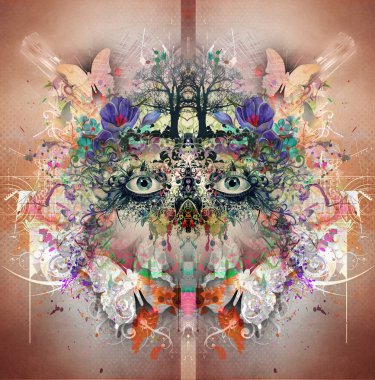 parlak renkler kadının yüzüne