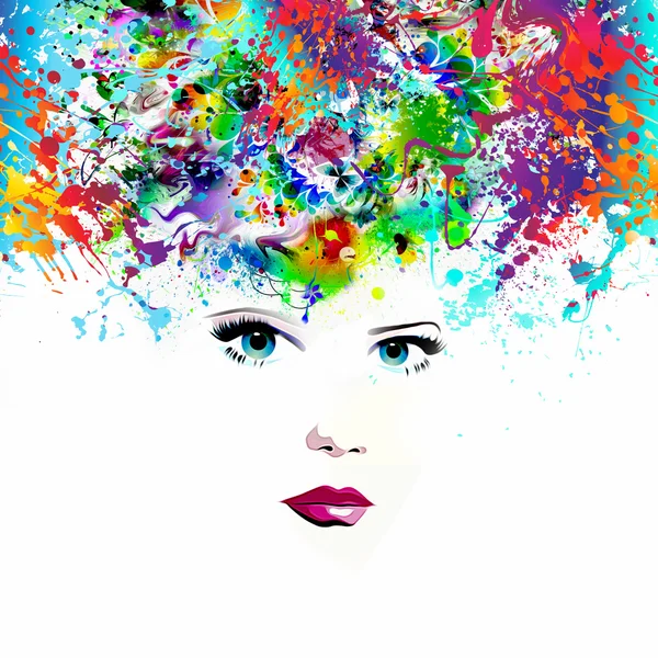 Model with abstract colorful background — Stock Photo, Image