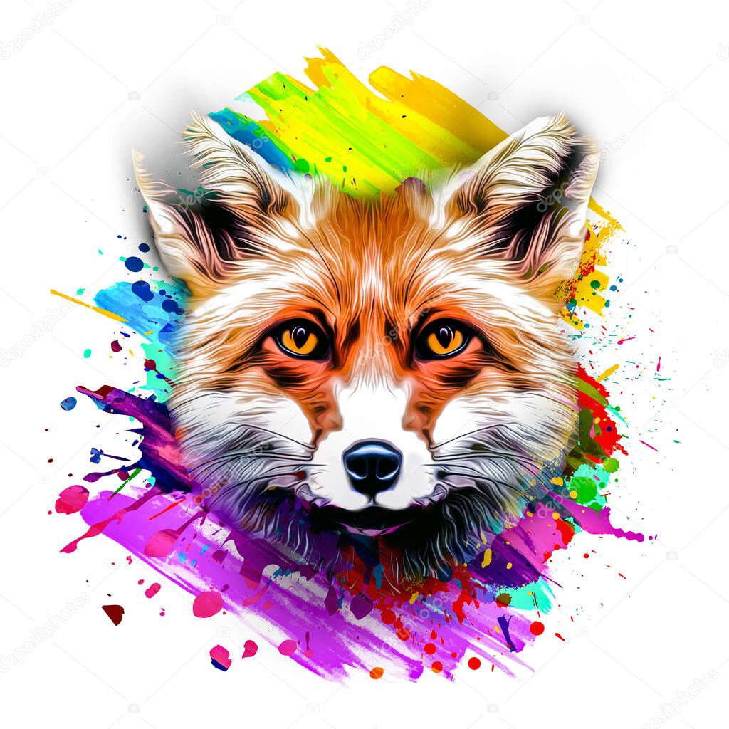 abstract colorful fox illustration, graphic design concept
