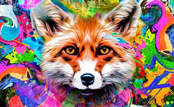 Abstract Colorful Fox Illustration Graphic Design Concept — Stock Photo, Image