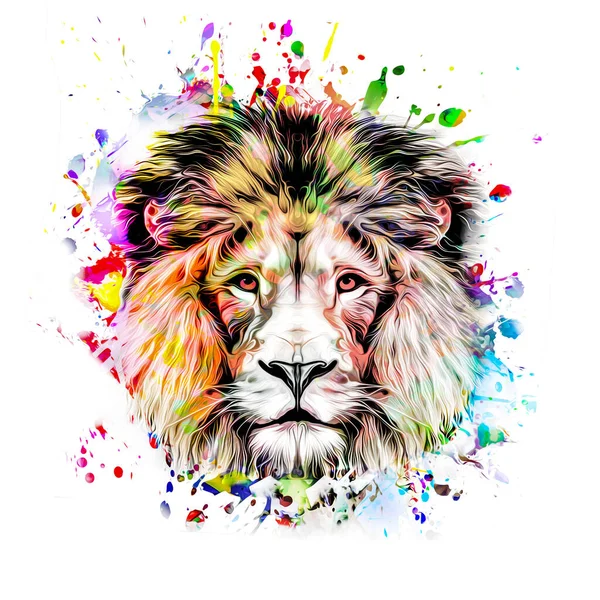 Abstract Colorful Lion Illustration Graphic Design Concept — Stock Photo, Image