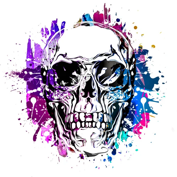 Crânio Artístico Colorido Abstrato Conceito Design Gráfico Arte Colorida Brilhante — Fotografia de Stock