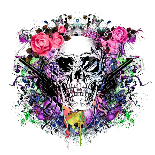 Skull Guns Colored Creative Abstract Background — Stock Photo, Image