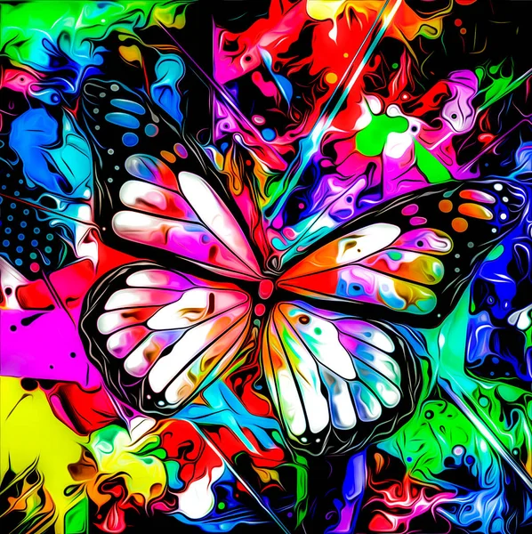 Abstract Colored Butterfly Isolated Colorful Background Paint Splashes — Stock Photo, Image