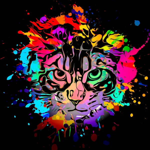 Cat Illustration Colorful Splashes — Stock Photo, Image