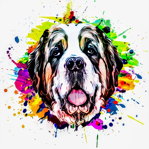 Иллюстрация Собаки Красочными Всплесками — стоковое фото