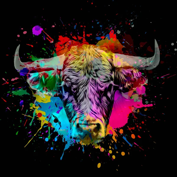 Bull Head Creative Abstract Elements Dark Background — Stock Photo, Image