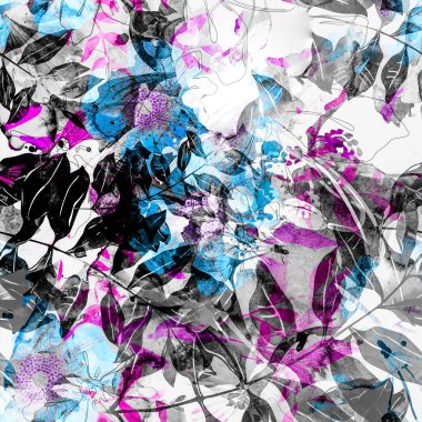 Renkli süslemeleri olan soyut çiçek arkaplanı 