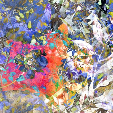 Renkli süslemeleri olan soyut çiçek arkaplanı 