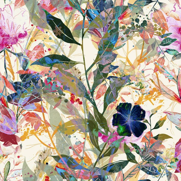 抽象的な花の背景にカラフルなスプラッシュ — ストック写真