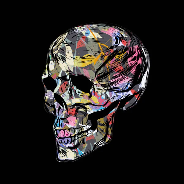 Siyah Arkaplanda Yaratıcı Renkli Kafatası — Stok fotoğraf