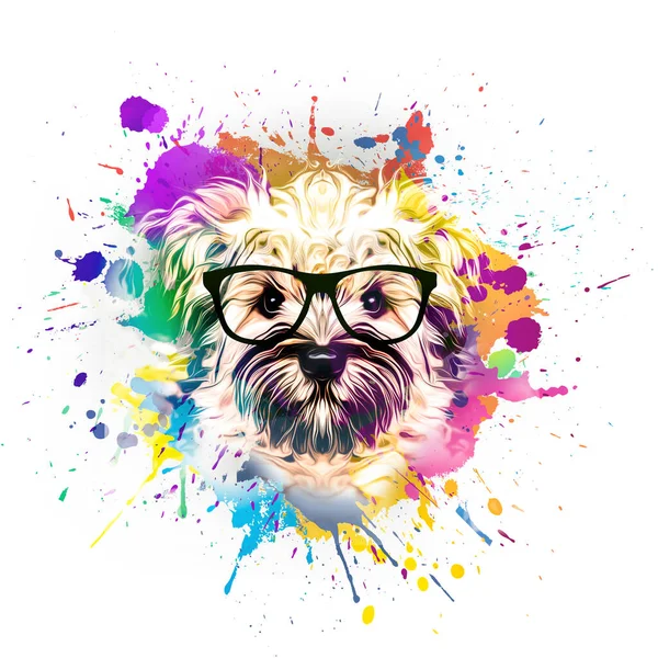 Dog Head Eyeglasses Creative Abstract Elements White Background — Stock Photo, Image