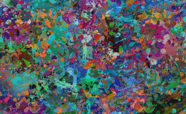 Renkli sıçramaları olan soyut koyu arkaplan 