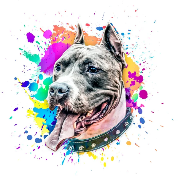 dog head with creative colorful abstract elements on light background