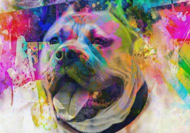 Açık arkaplanda yaratıcı renkli soyut elementlere sahip köpek kafası