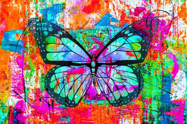 Метелик Творчими Барвистими Абстрактними Елементами Світлому Фоні — стокове фото