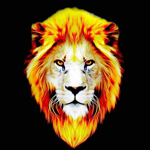 Colorful Artistic Lion Muzzle Dark Background — Stock Photo, Image