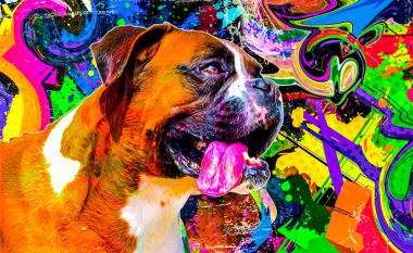 Beyaz arka planda yaratıcı elementlere sahip sevimli köpek kafası