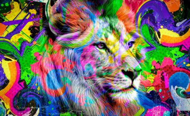 Koyu arkaplanda parlak boya lekeleri olan renkli sanatsal aslan ağızlığı..