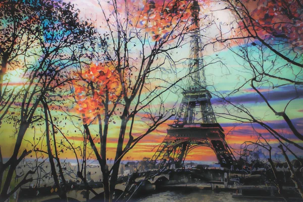 Dibujos animados brillantes de la Torre Eiffel — Foto de Stock