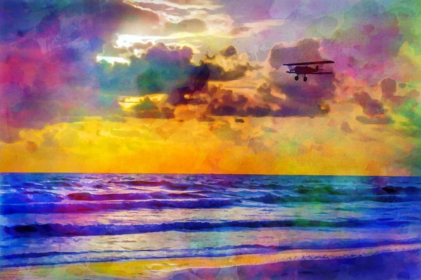 Барвисте Піщане Узбережжя Хвилясте Море Сонячний День — стокове фото